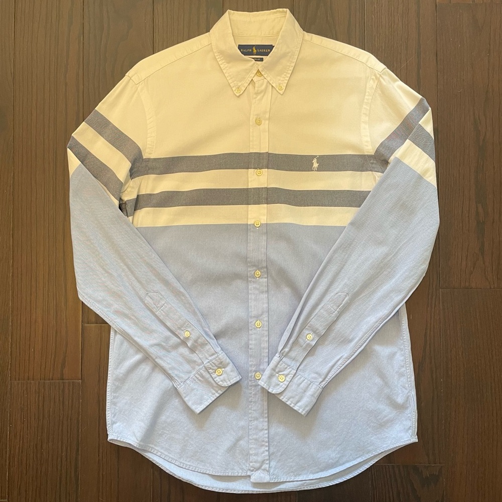 Polo Ralph Lauren Men's Blue and White Striped Shirt